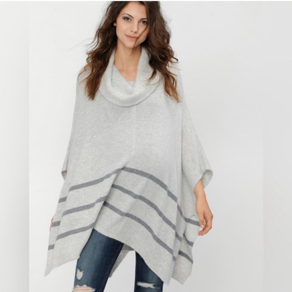 A Pea In The Pod Sweater poncho shawl sz Large alpaca blend soft cozy gray - Picture 1 of 6
